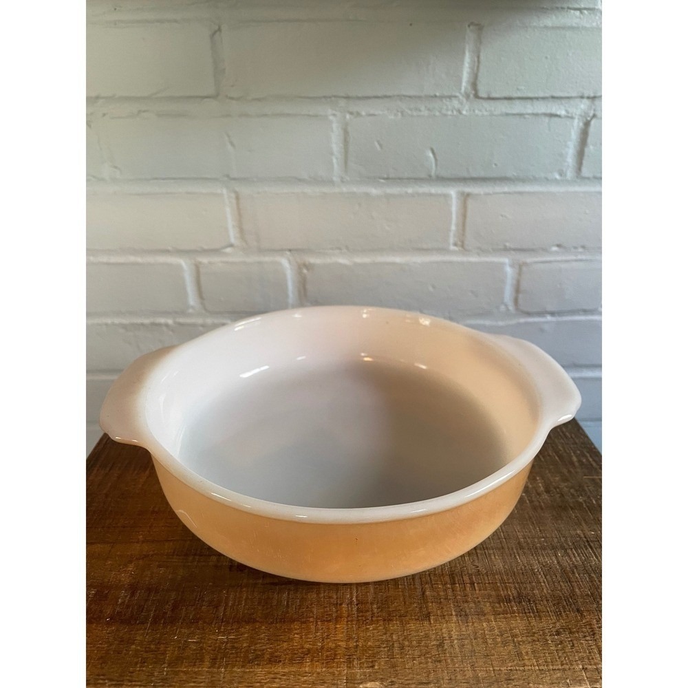 Fire King Casserole Dish Amber‎ Swirl Round Baking Dish Vintage Kitchenware
